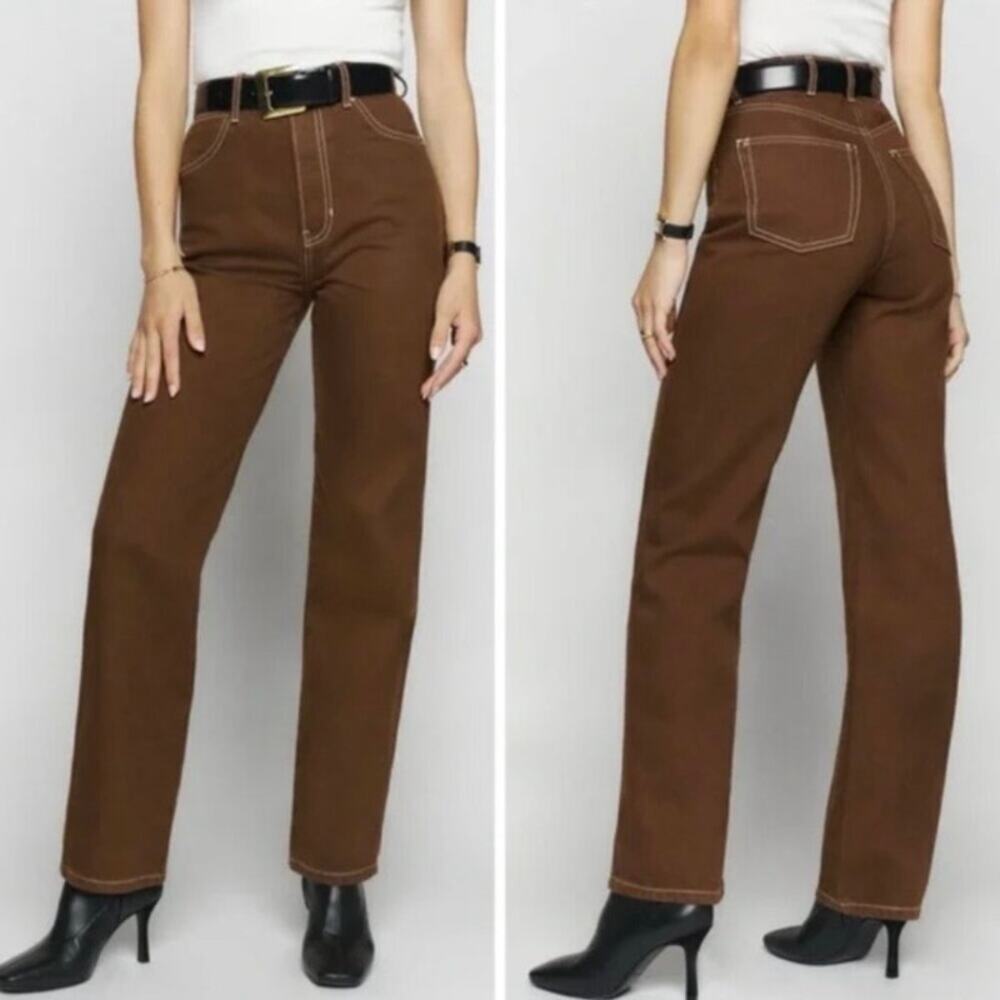 Reformation Jeans Sz 26 Cowboy High Rise Straight Jeans Chocolate Denim Pants